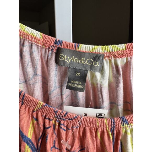 Style & Co. WOmen's Tulip Coral Floral 3/4 Sleeve Blouse Size 2X NEW - Picture 4 of 6